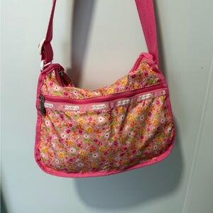 Lesportsac Pink Floral Daisy Print Crossbody Bag